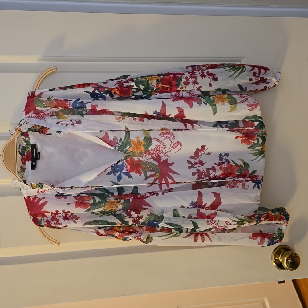 I.N.C. INC, International Concepts, Women's Printed Cold-Shoulder Top, Small